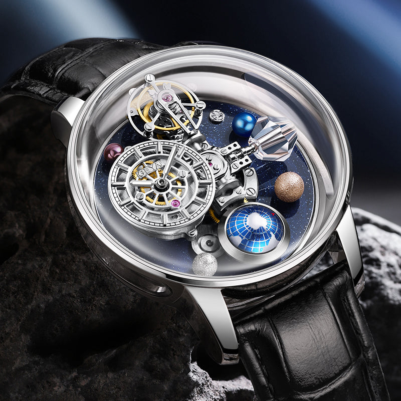 Montre mécanique à volant d'inertie planétaire Geya G78182