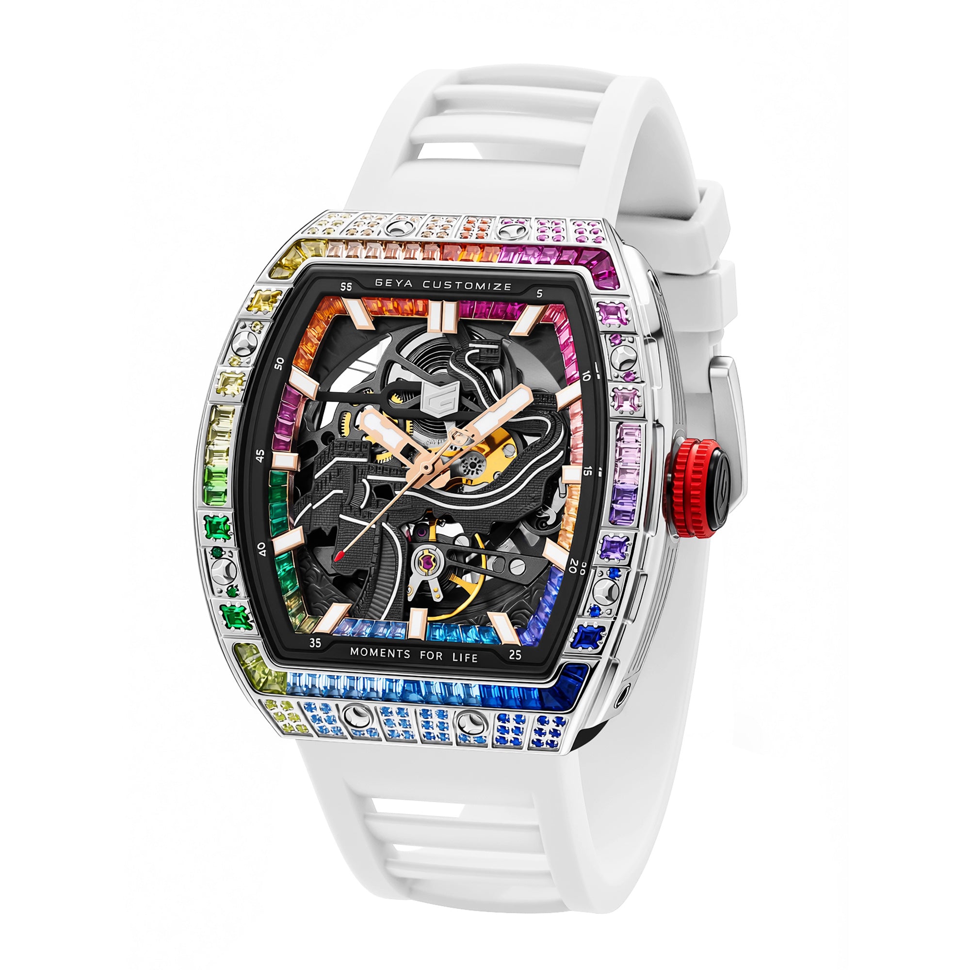 Rainbow Zircon Skeleton Automatic Watch