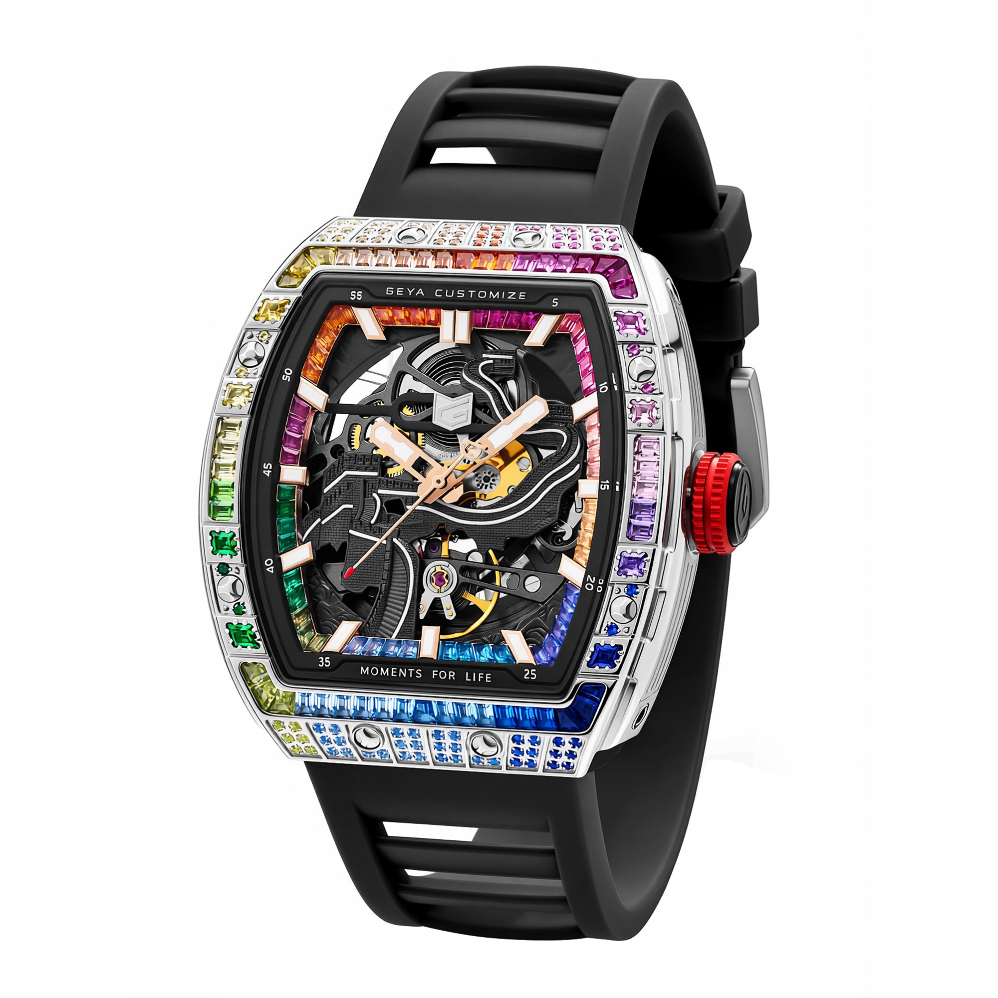 Rainbow Zircon Skeleton Automatic Watch