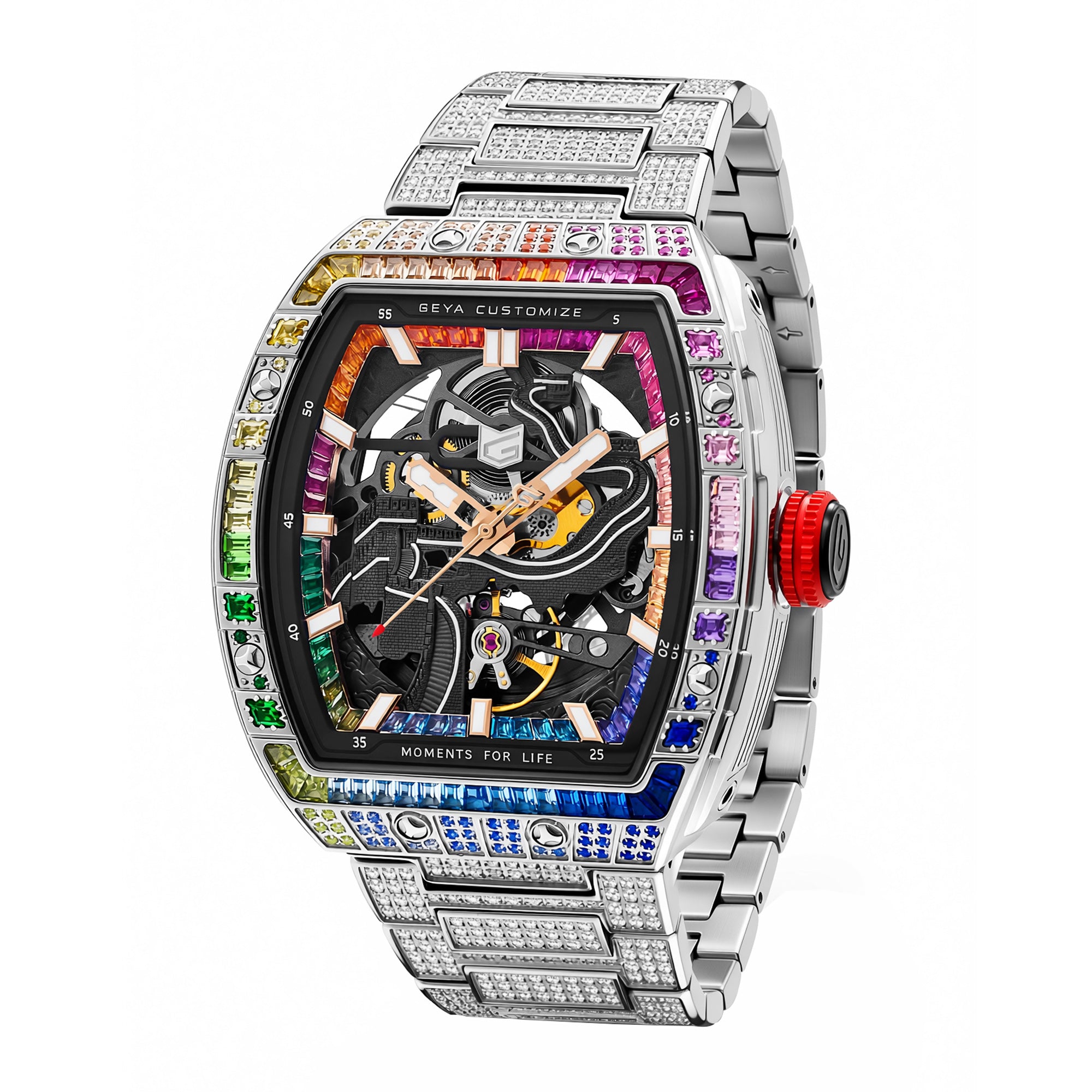 Rainbow Zircon Skeleton Automatic Watch