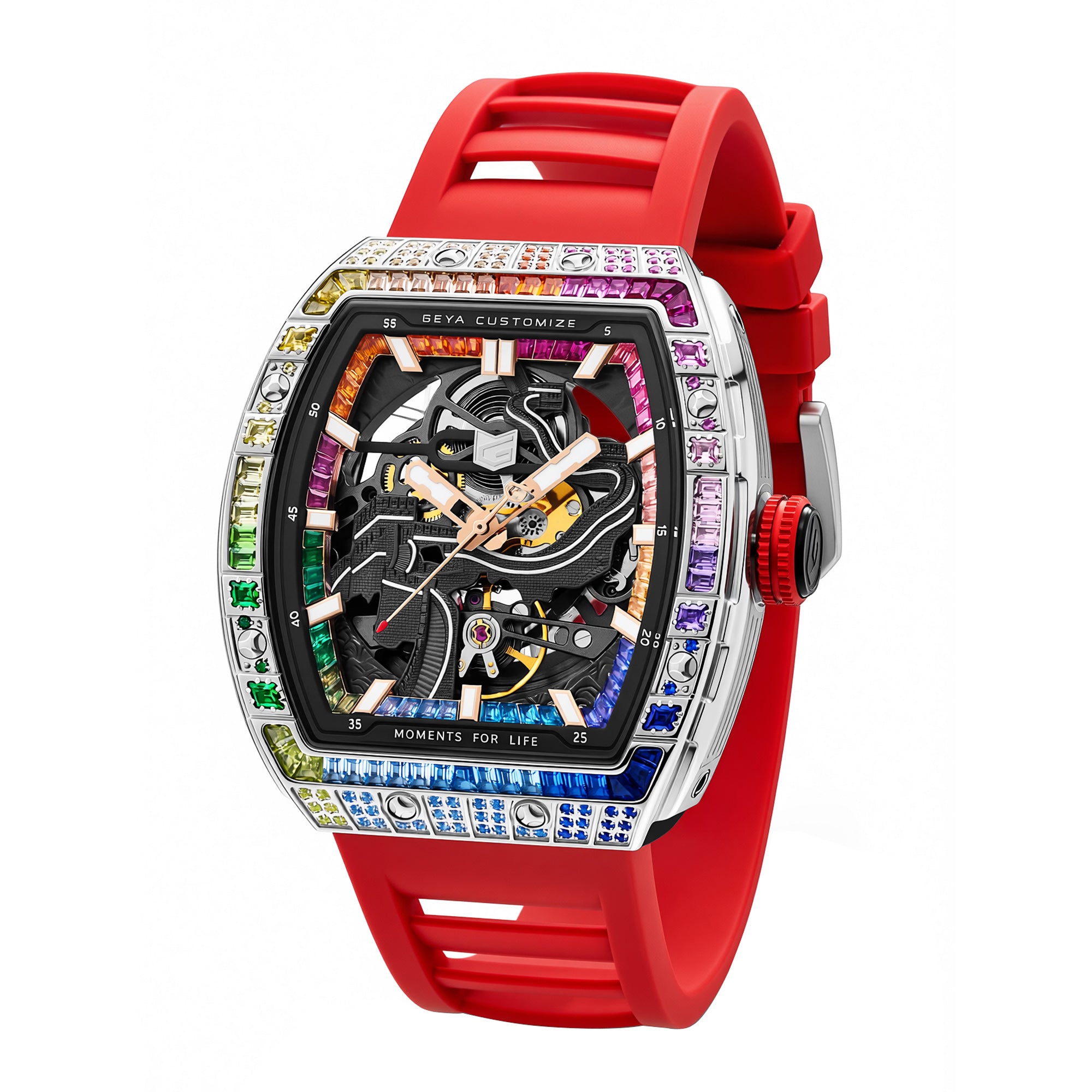 Rainbow Zircon Skeleton Automatic Watch