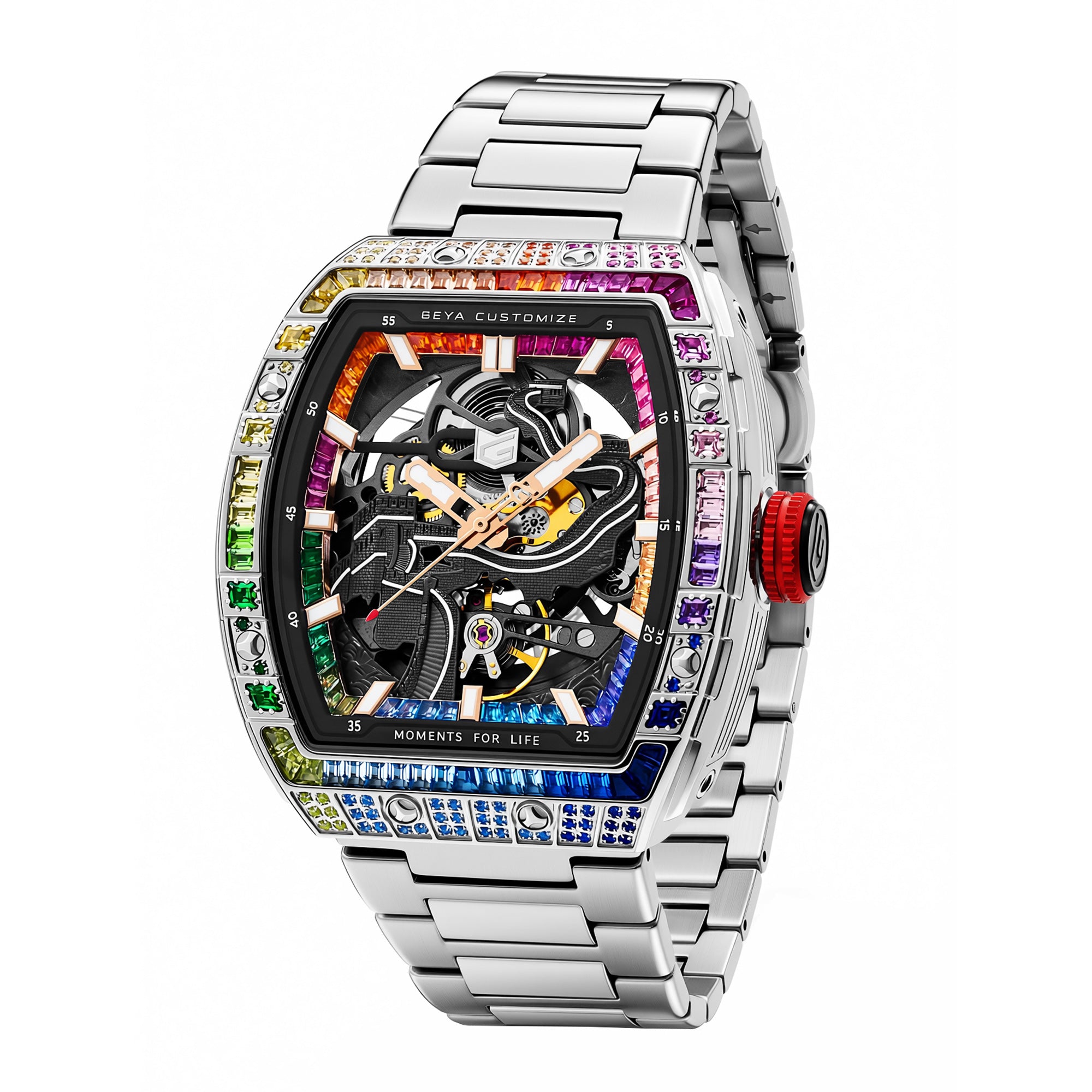 Rainbow Zircon Skeleton Automatic Watch