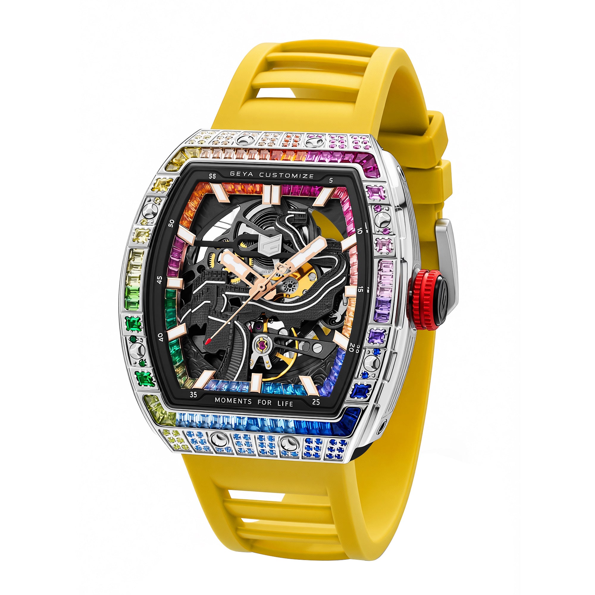 Rainbow Zircon Skeleton Automatic Watch