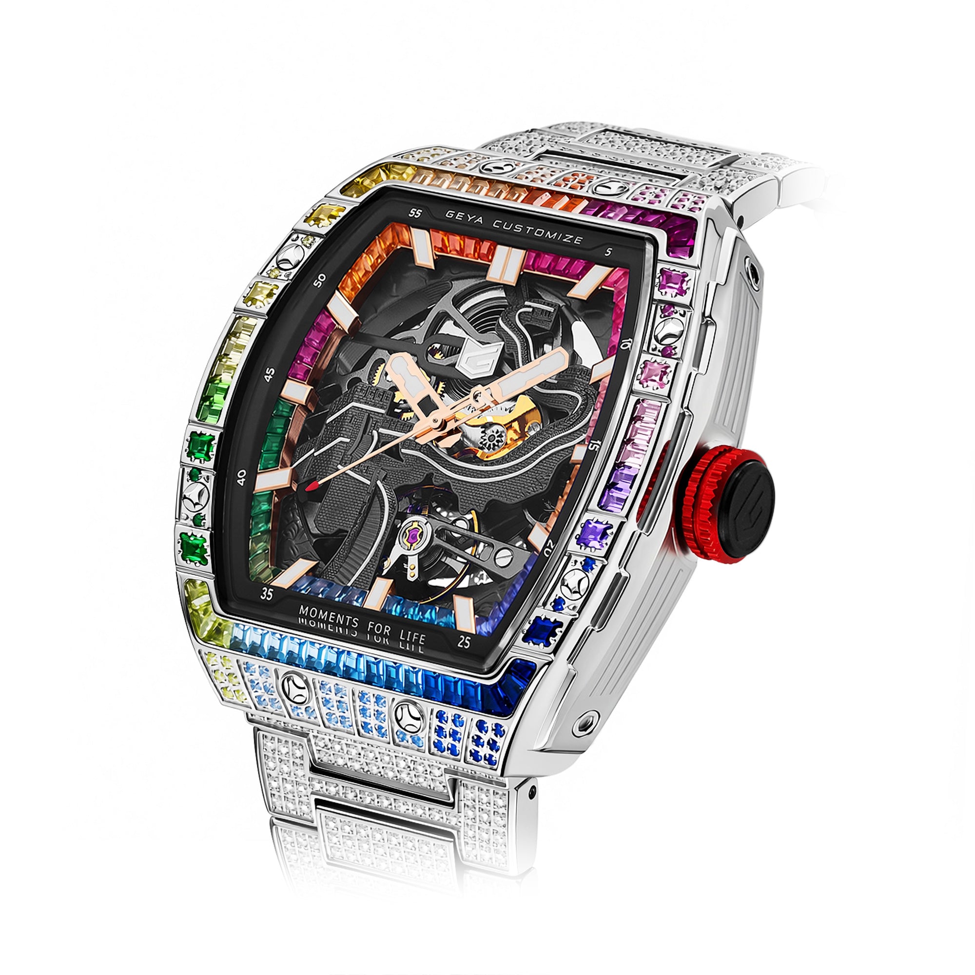 Rainbow Zircon Skeleton Automatic Watch