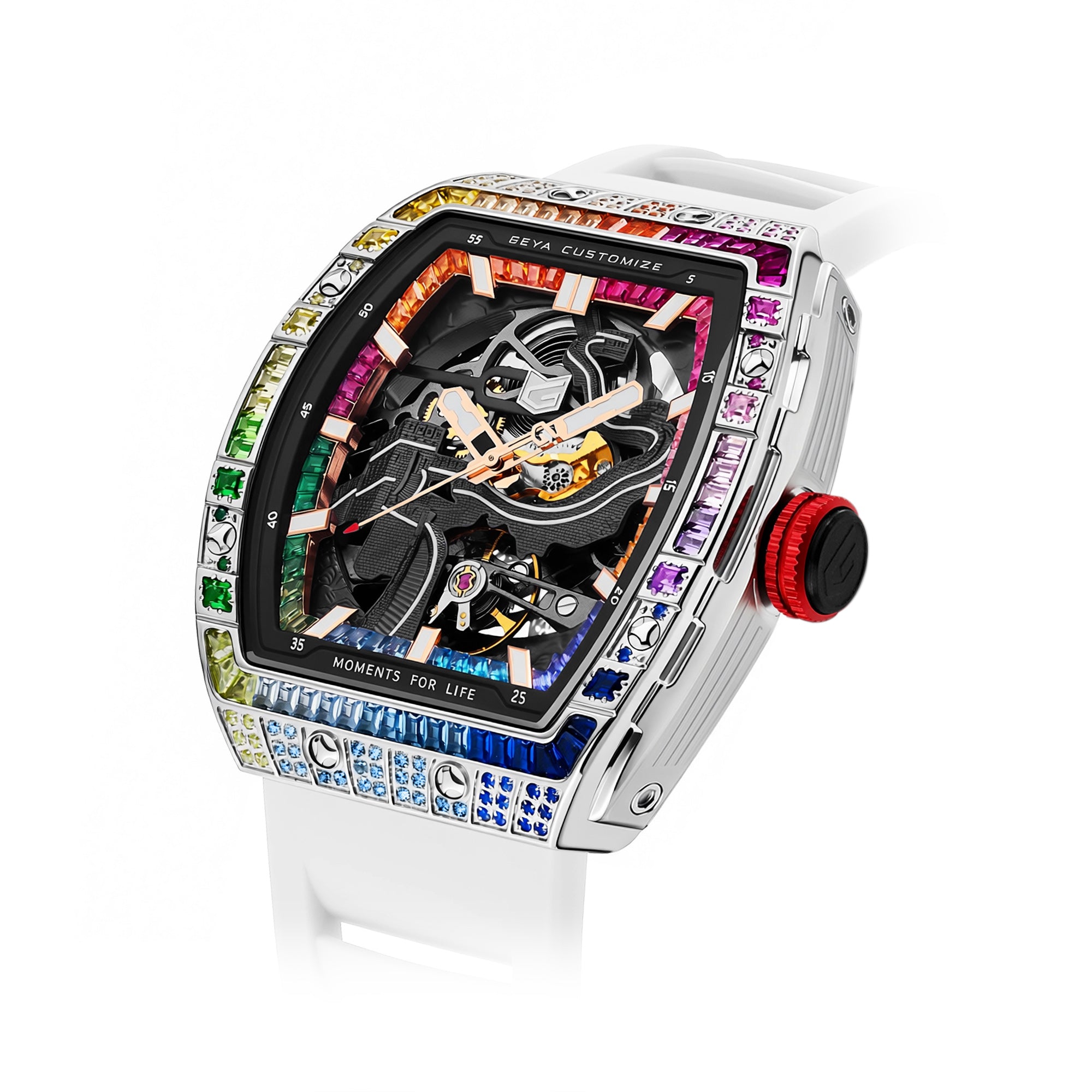 Rainbow Zircon Skeleton Automatic Watch