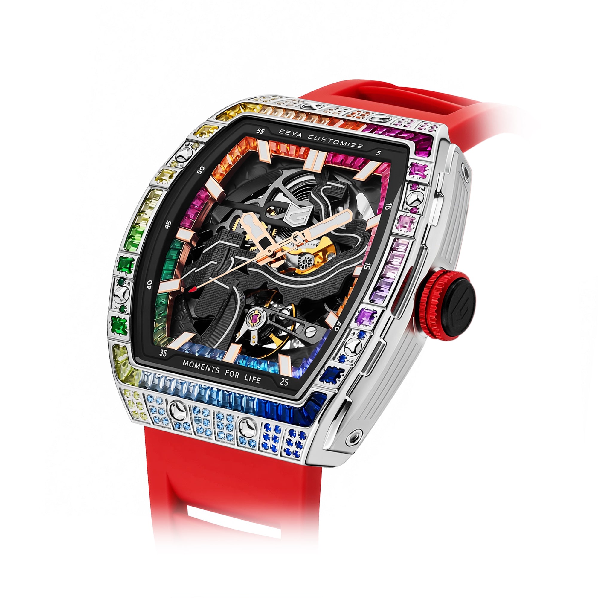 Rainbow Zircon Skeleton Automatic Watch