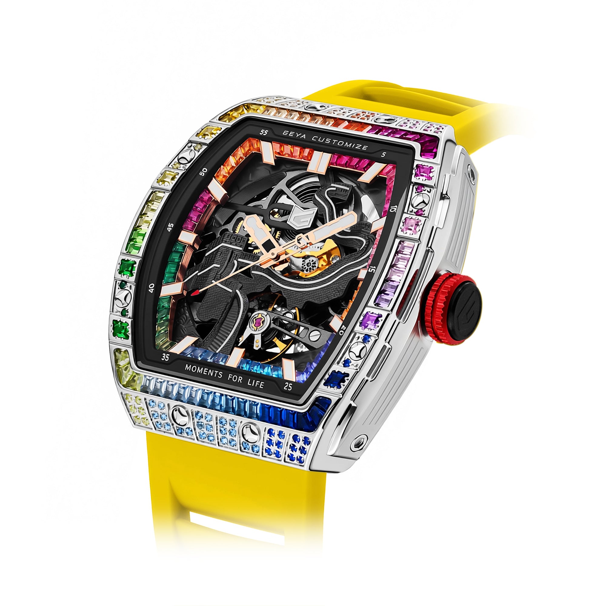 Rainbow Zircon Skeleton Automatic Watch