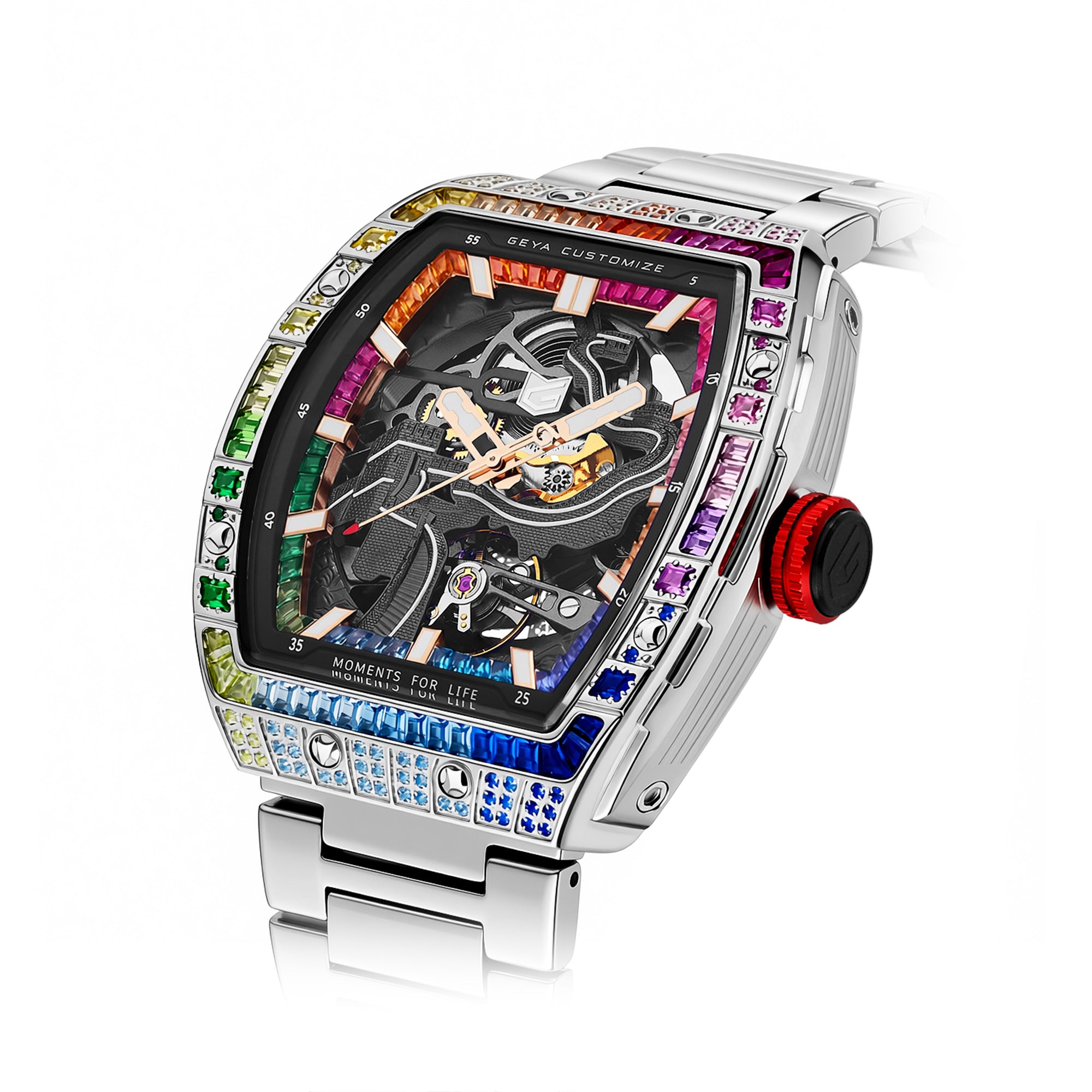 Rainbow Zircon Skeleton Automatic Watch